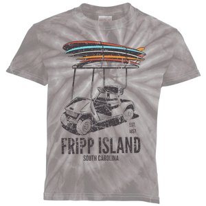 Fripp Island South Carolina Golf Cart Surfer Lowcountry Kids Tie-Dye T-Shirt