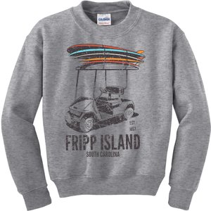 Fripp Island South Carolina Golf Cart Surfer Lowcountry Kids Sweatshirt