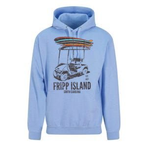 Fripp Island South Carolina Golf Cart Surfer Lowcountry Unisex Surf Hoodie