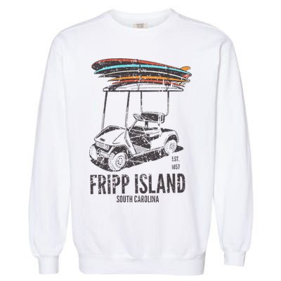 Fripp Island South Carolina Golf Cart Surfer Lowcountry Garment-Dyed Sweatshirt