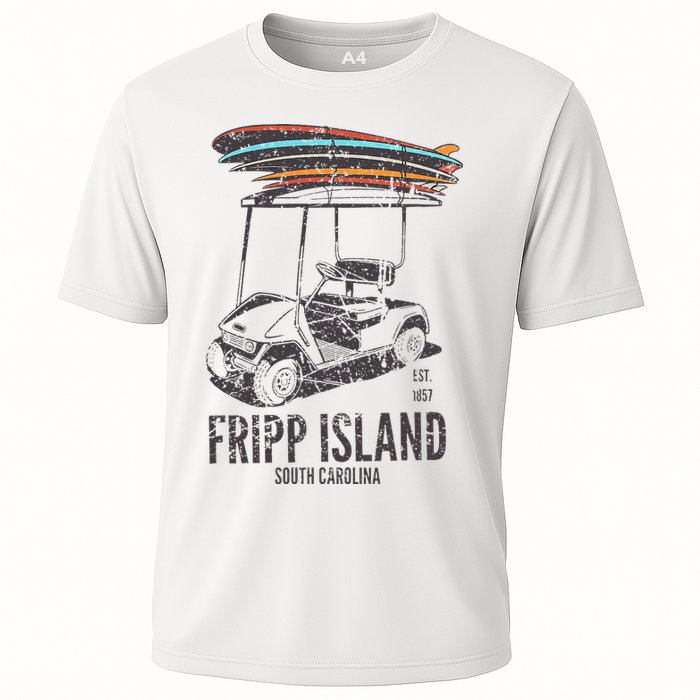 Fripp Island South Carolina Golf Cart Surfer Lowcountry Cooling Performance Crew T-Shirt