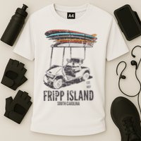 Fripp Island South Carolina Golf Cart Surfer Lowcountry Cooling Performance Crew T-Shirt