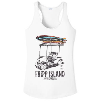Fripp Island South Carolina Golf Cart Surfer Lowcountry Ladies PosiCharge Competitor Racerback Tank