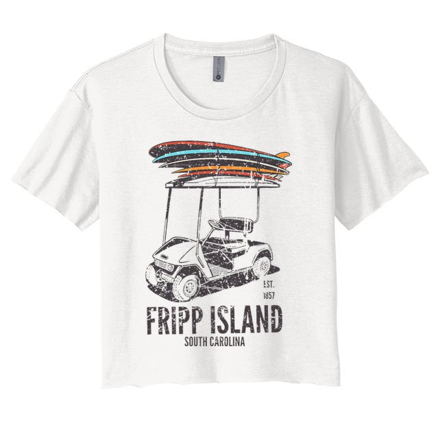 Fripp Island South Carolina Golf Cart Surfer Lowcountry Crop Top