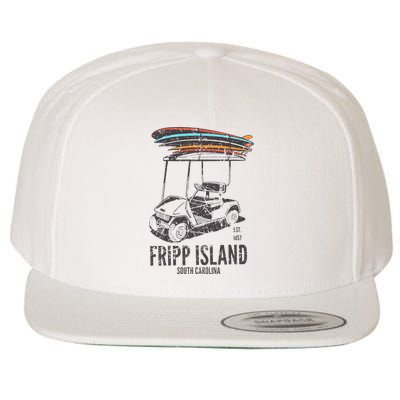 Fripp Island South Carolina Golf Cart Surfer Lowcountry Wool Snapback Cap
