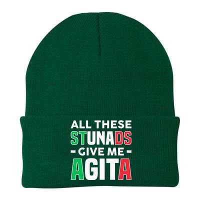 Funny Italian Saying All These Stunads Give Me Agita Knit Cap Winter Beanie