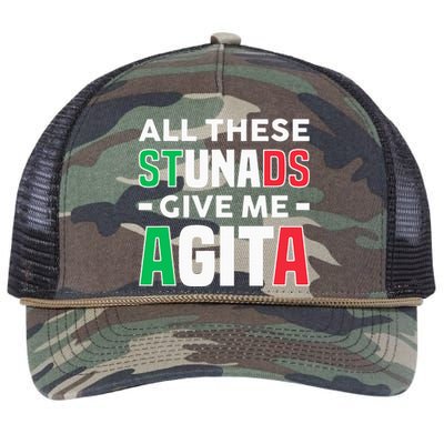 Funny Italian Saying All These Stunads Give Me Agita Retro Rope Trucker Hat Cap