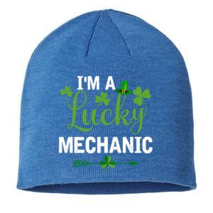 Funny Irish St Patricks Day Costume I'm A Lucky Mechanic Funny Gift Sustainable Beanie