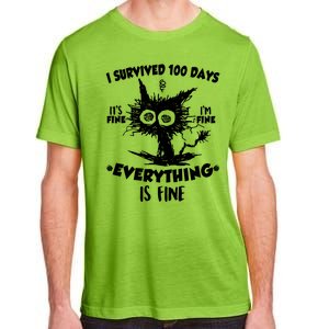 Funny I Survived 100 Days It's Fine I'm Fine Everything Is Fine Adult ChromaSoft Performance T-Shirt