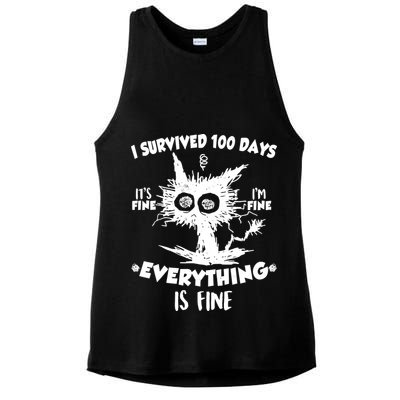 Funny I Survived 100 Days It's Fine I'm Fine Everything Is Fine Ladies PosiCharge Tri-Blend Wicking Tank