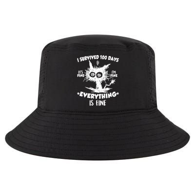 Funny I Survived 100 Days It's Fine I'm Fine Everything Is Fine Cool Comfort Performance Bucket Hat