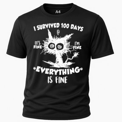 Funny I Survived 100 Days It's Fine I'm Fine Everything Is Fine Performance Shirt