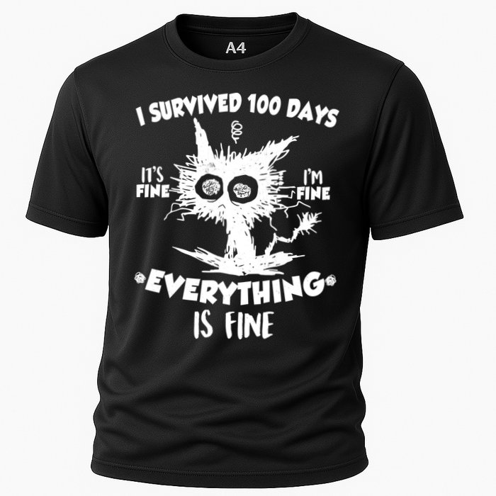 Funny I Survived 100 Days It's Fine I'm Fine Everything Is Fine Performance Shirt
