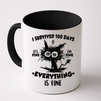 Funny I Survived 100 Days It's Fine I'm Fine Everything Is Fine Mug