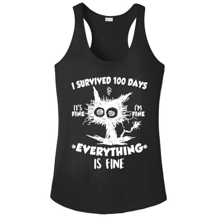 Funny I Survived 100 Days It's Fine I'm Fine Everything Is Fine Ladies PosiCharge Competitor Racerback Tank