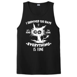 Funny I Survived 100 Days It's Fine I'm Fine Everything Is Fine PosiCharge Competitor Tank