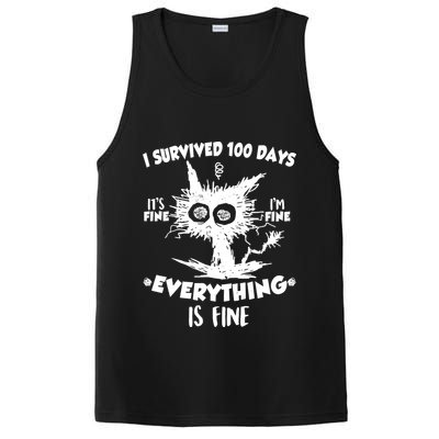 Funny I Survived 100 Days It's Fine I'm Fine Everything Is Fine PosiCharge Competitor Tank