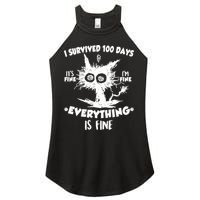 Funny I Survived 100 Days It's Fine I'm Fine Everything Is Fine Women's Perfect Tri Rocker Tank
