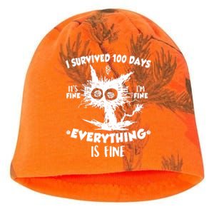 Funny I Survived 100 Days It's Fine I'm Fine Everything Is Fine Kati - Camo Knit Beanie