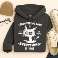 Funny I Survived 100 Days It's Fine I'm Fine Everything Is Fine Hoodie
