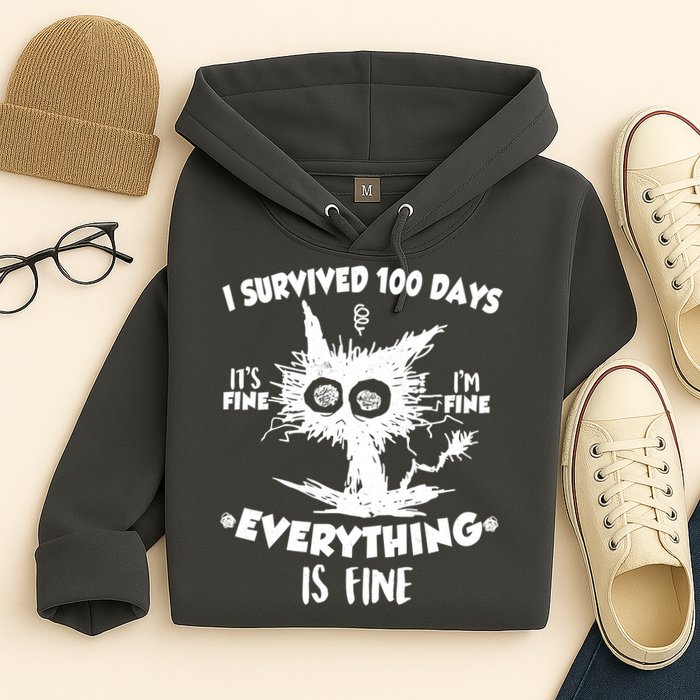 Funny I Survived 100 Days It's Fine I'm Fine Everything Is Fine Hoodie