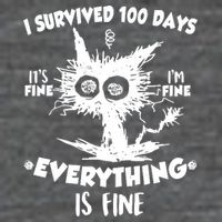 Funny I Survived 100 Days It's Fine I'm Fine Everything Is Fine Button