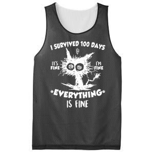 Funny I Survived 100 Days It's Fine I'm Fine Everything Is Fine Mesh Reversible Basketball Jersey Tank