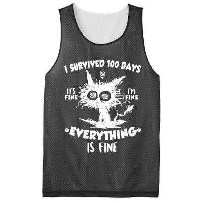 Funny I Survived 100 Days It's Fine I'm Fine Everything Is Fine Mesh Reversible Basketball Jersey Tank