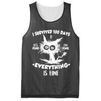 Funny I Survived 100 Days It's Fine I'm Fine Everything Is Fine Mesh Reversible Basketball Jersey Tank