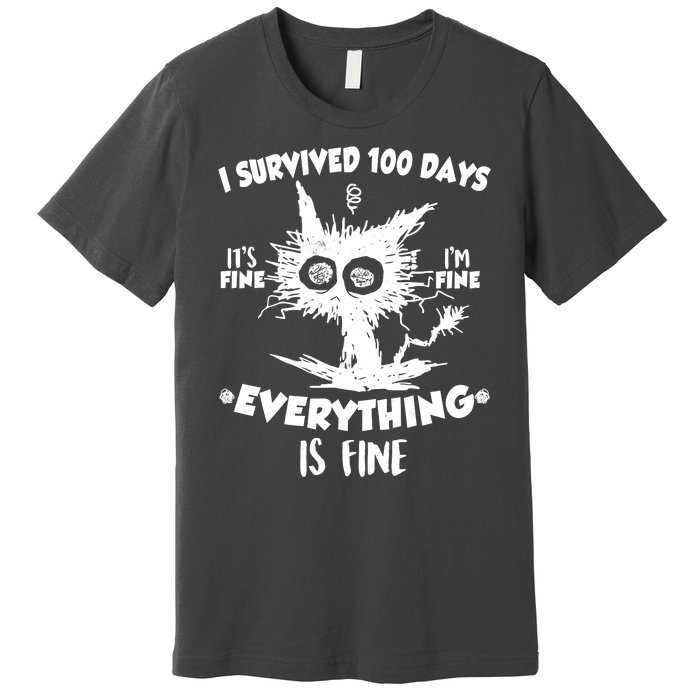 Funny I Survived 100 Days It's Fine I'm Fine Everything Is Fine Premium T-Shirt