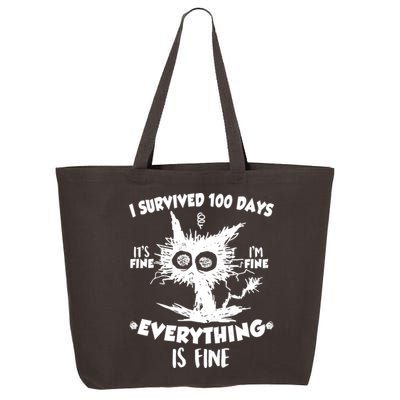 Funny I Survived 100 Days It's Fine I'm Fine Everything Is Fine 25L Jumbo Tote