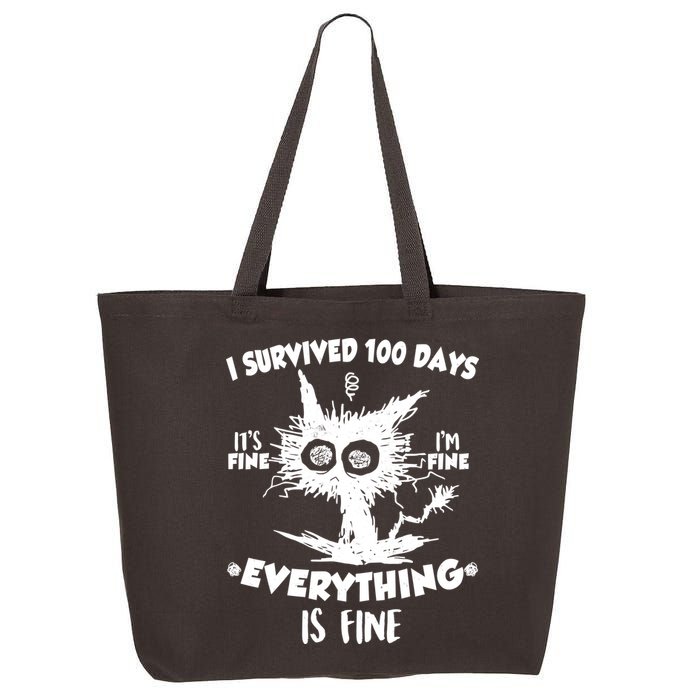 Funny I Survived 100 Days It's Fine I'm Fine Everything Is Fine 25L Jumbo Tote