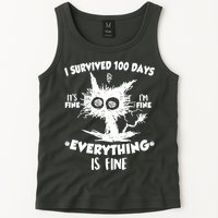 Funny I Survived 100 Days It's Fine I'm Fine Everything Is Fine Tank Top