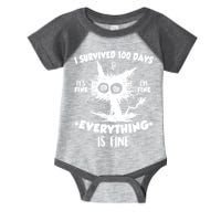 Funny I Survived 100 Days It's Fine I'm Fine Everything Is Fine Infant Baby Jersey Bodysuit