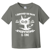 Funny I Survived 100 Days It's Fine I'm Fine Everything Is Fine Toddler T-Shirt