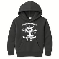 Funny I Survived 100 Days It's Fine I'm Fine Everything Is Fine Kids Hoodie