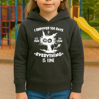 Funny I Survived 100 Days It's Fine I'm Fine Everything Is Fine Kids Hoodie