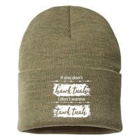 Funny If She Dont Hawk Tuah I Dont Wanna Tawk Tuah Sustainable Knit Beanie