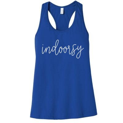 Funny Indoorsy Sarcastic Camping Book Lover Gift Women's Racerback Tank