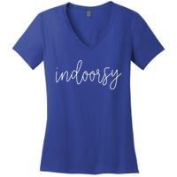 Funny Indoorsy Sarcastic Camping Book Lover Gift Women's V-Neck T-Shirt