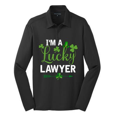 Funny Irish St Patricks Day Costume I'm A Lucky Lawyer Gift Silk Touch Performance Long Sleeve Polo