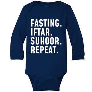 Fastin Iftar Suhoor Repeat Wholesome Ramadan Kareem Islamic Gift Baby Long Sleeve Bodysuit