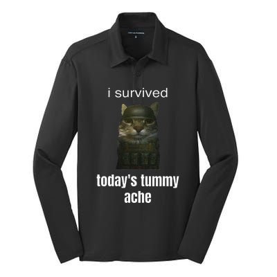 Funny I Survived TodayS Tummy Ache Silk Touch Performance Long Sleeve Polo