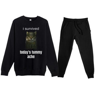 Funny I Survived TodayS Tummy Ache Premium Crewneck Sweatsuit Set