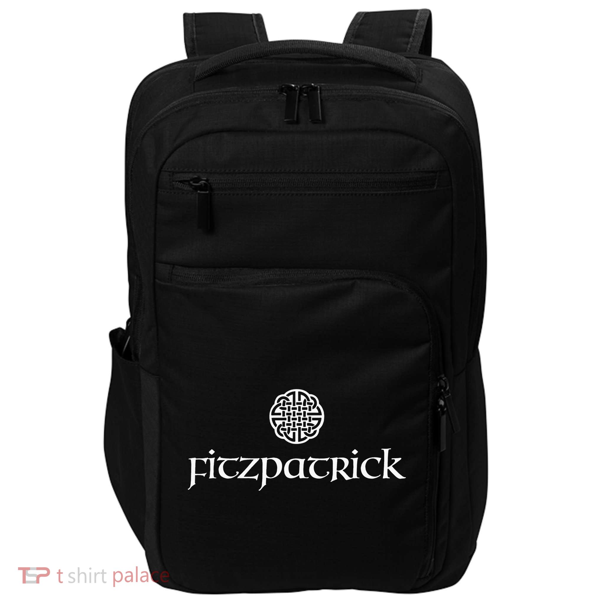 Fitzpatrick Irish Surname Dara Knot Strength Monogram Impact Tech Backpack