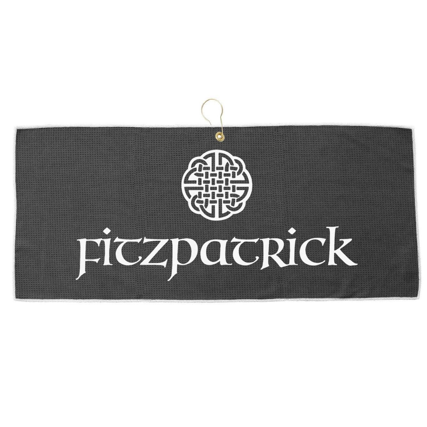 Fitzpatrick Irish Surname Dara Knot Strength Monogram Large Microfiber Waffle Golf Towel