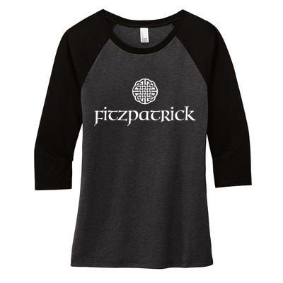 Fitzpatrick Irish Surname Dara Knot Strength Monogram Women's Tri-Blend 3/4-Sleeve Raglan Shirt