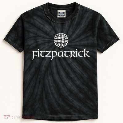 Fitzpatrick Irish Surname Dara Knot Strength Monogram Kids Tie-Dye T-Shirt