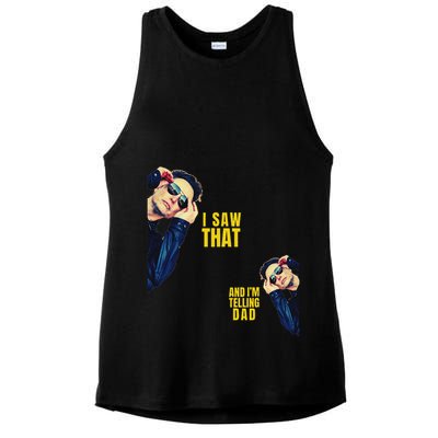 Funny! I Saw That And IM Telling Dad Jesus Meme Trump Elon Ladies PosiCharge Tri-Blend Wicking Tank