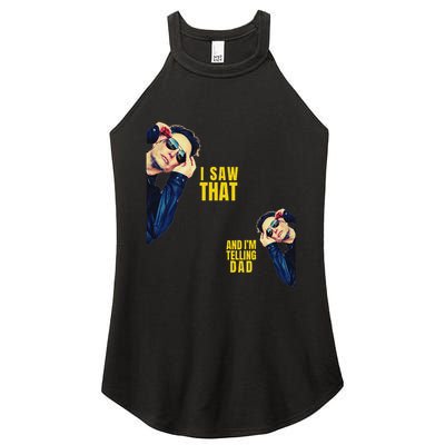 Funny! I Saw That And IM Telling Dad Jesus Meme Trump Elon Women's Perfect Tri Rocker Tank
